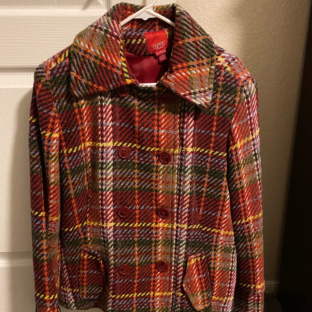 Esprit Plaid Pea Coat